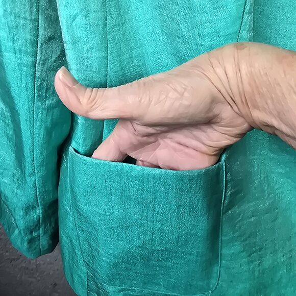 TanJay Blazer Jacket Womens 18W Metallic Green Summer Lightweight Pocket Career - Picture 11 of 14